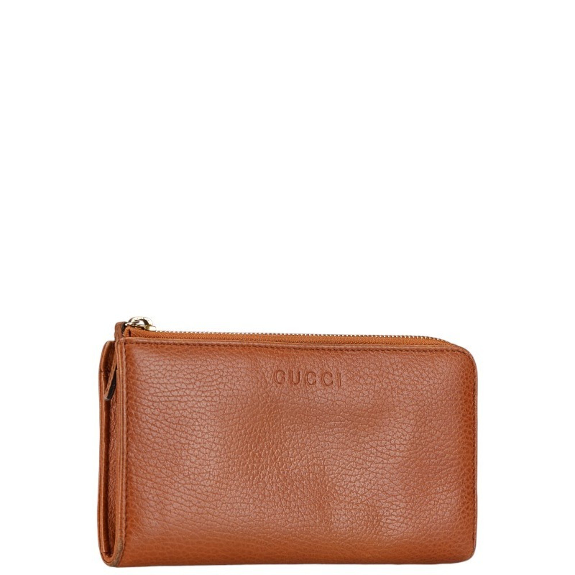 Gucci L-shaped long wallet 332747 brown leather ladies GUCCI