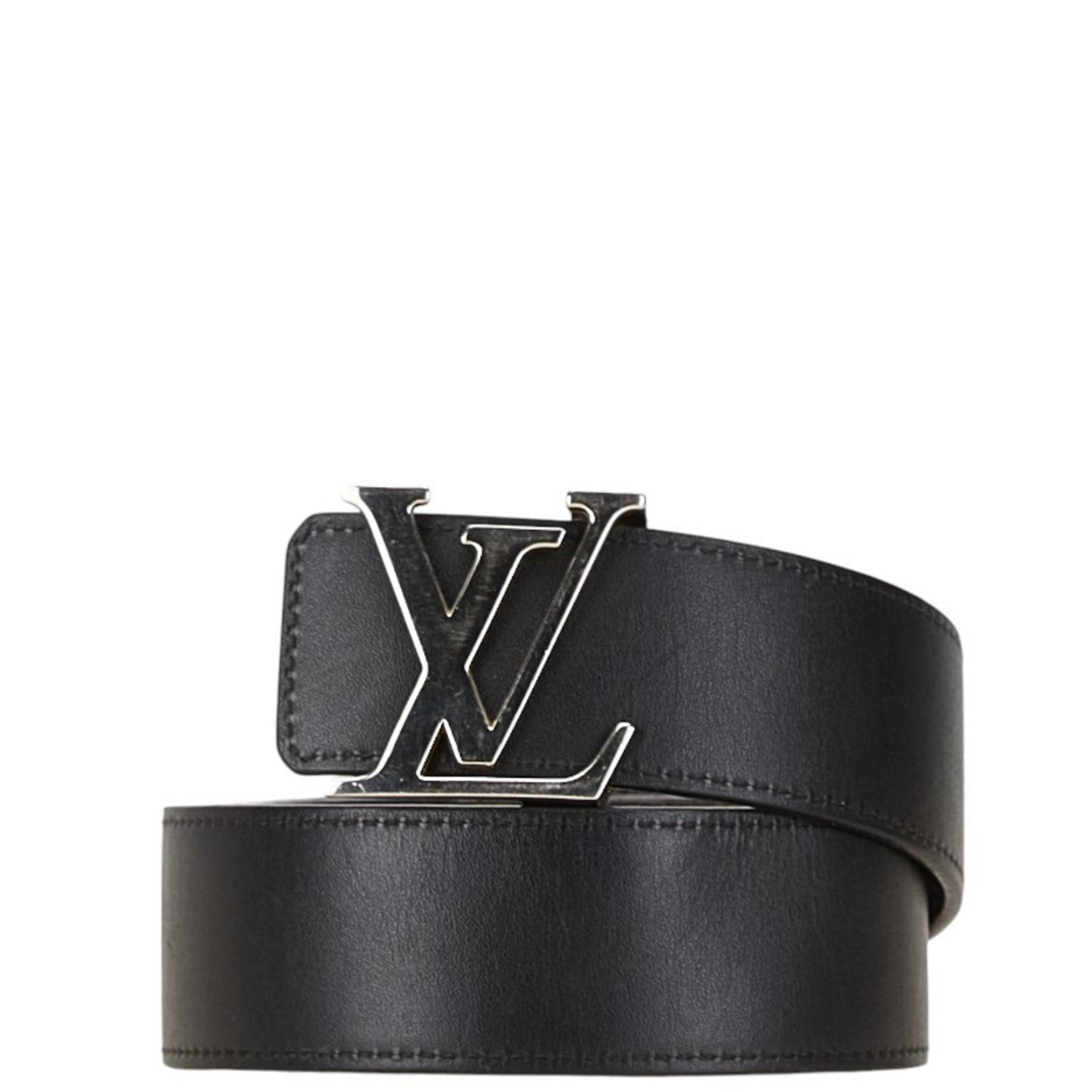 Louis Vuitton Santur LV Initial Belt 85/34 M9821 Black Brown Leather PVC Women's LOUIS VUITTON