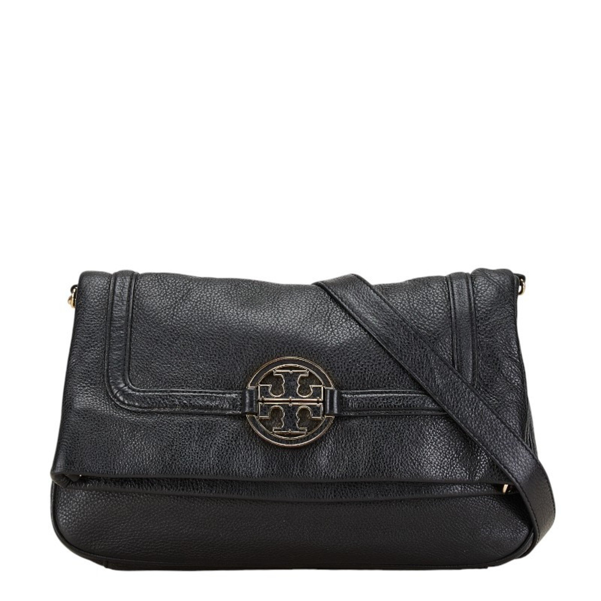 Tory Burch Shoulder Bag Clutch Black Leather Women's