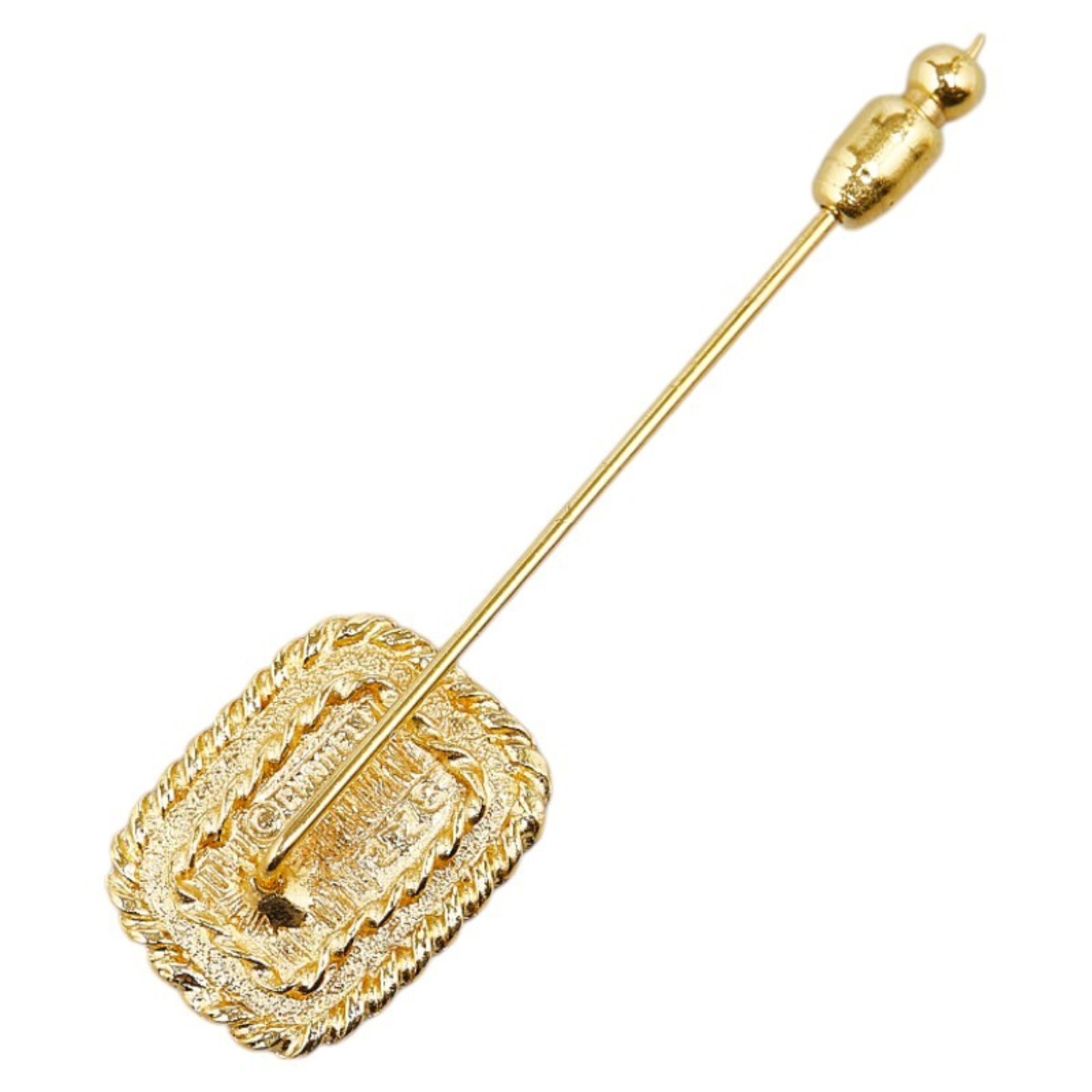 Chanel Coco Mark Pin Brooch Gold Plated Women's CHANEL