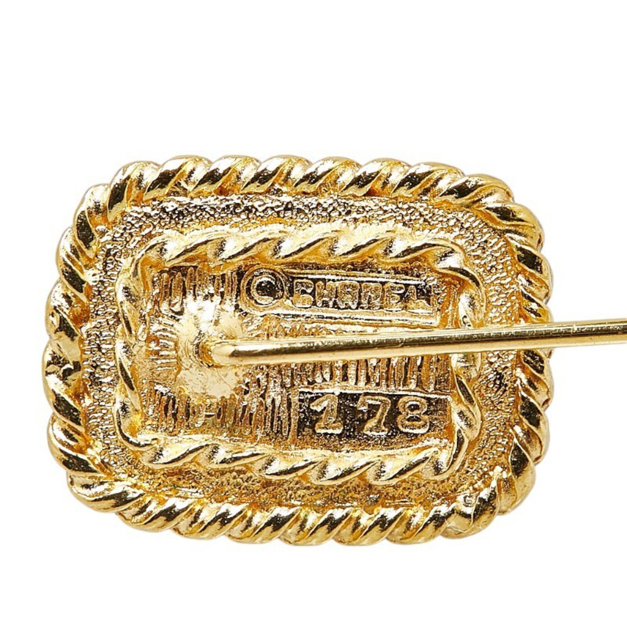 Chanel Coco Mark Pin Brooch Gold Plated Women's CHANEL