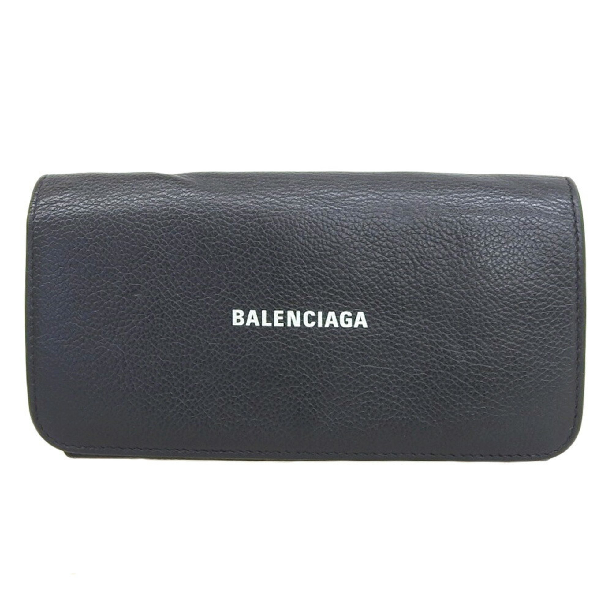 BALENCIAGA Long Wallet 594289 Leather Black