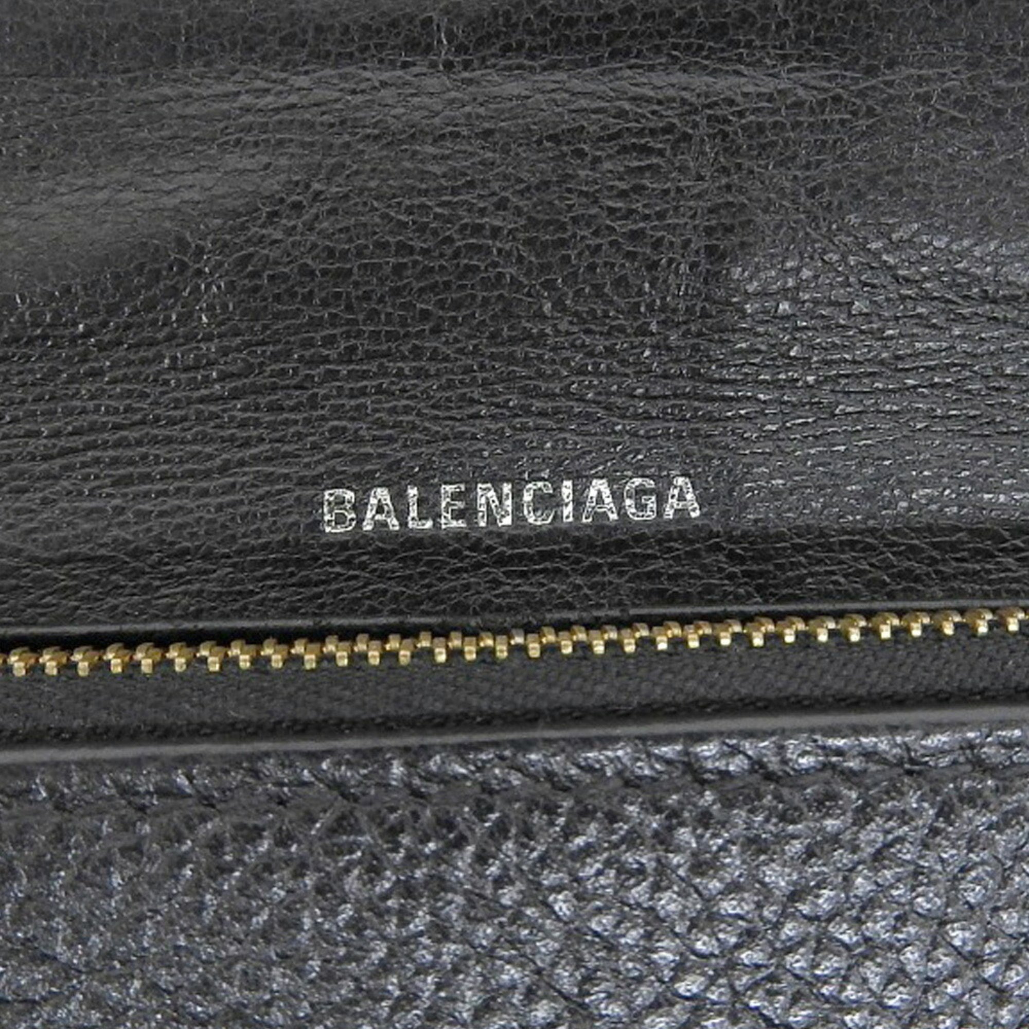 BALENCIAGA Long Wallet 594289 Leather Black