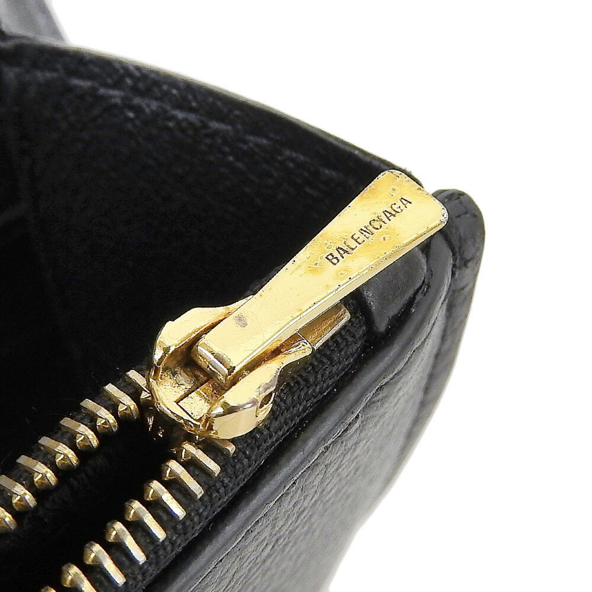 BALENCIAGA Long Wallet 594289 Leather Black