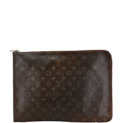 Louis Vuitton Monogram Poche Document (old) Clutch Bag Second M53456 Brown PVC Leather Women's LOUIS VUITTON