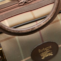 Burberry Check Shadow Horse Boston Bag Beige Brown Canvas Leather Women's BURBERRY