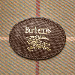 Burberry Check Shadow Horse Boston Bag Beige Brown Canvas Leather Women's BURBERRY