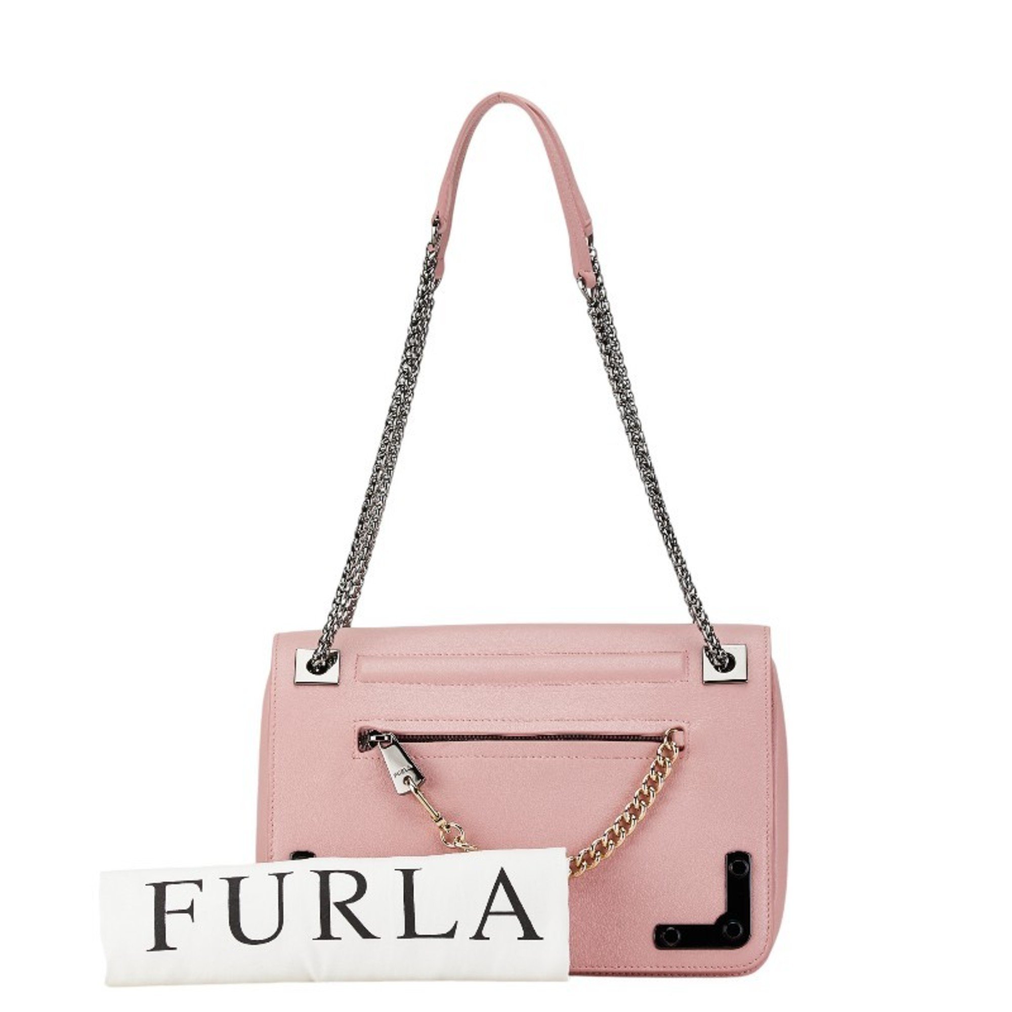 Furla Handbag Chain Shoulder Bag Pink Leather Women's