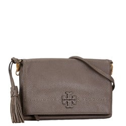 Tory Burch Tassel Chain Shoulder Bag Brown Leather Women's