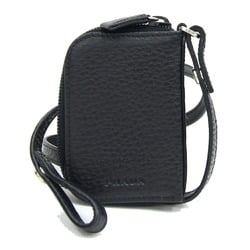 Prada 6-key case, black leather, key, coin with strap, black, men's PRADA