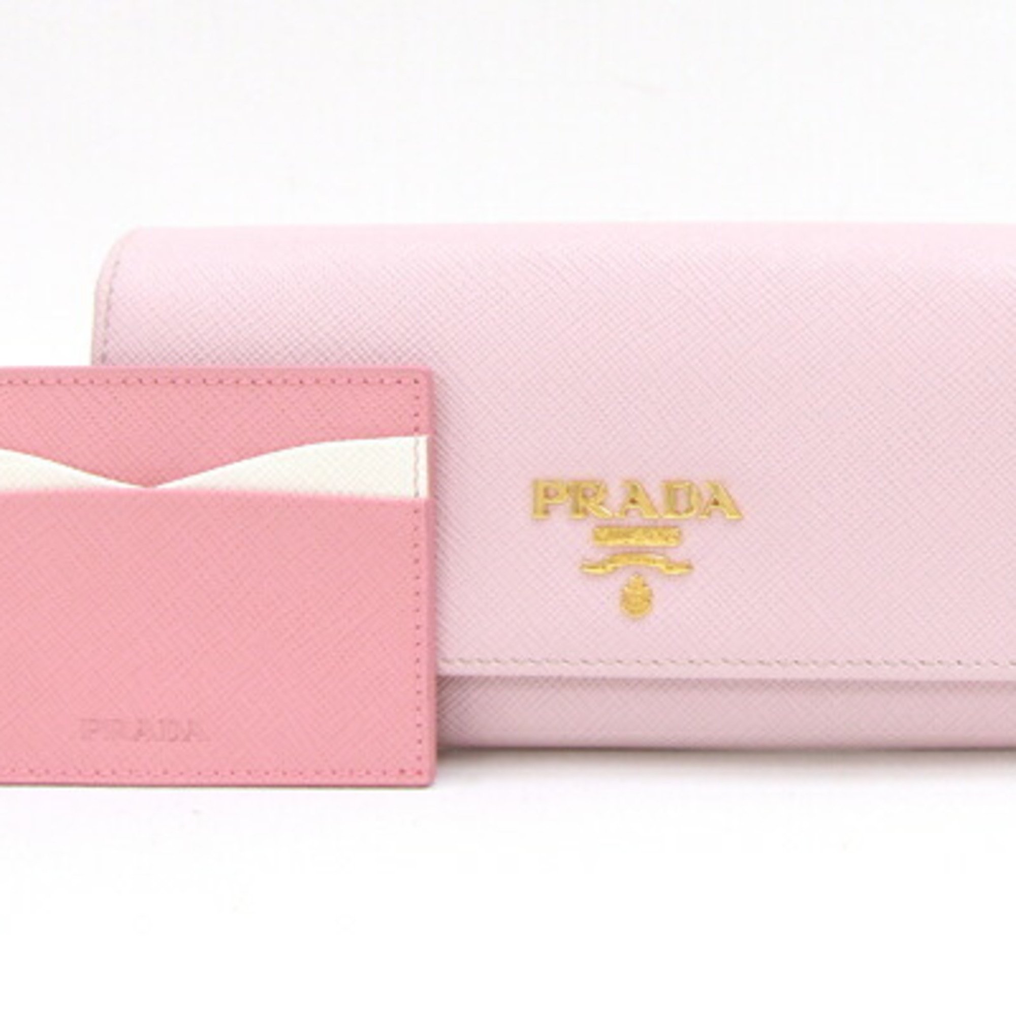 Prada Bi-fold Long Wallet 1MH132 Light Pink Leather Cards Women's PRADA