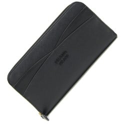 Prada Round Long Wallet 1ML506 Black Leather Women's PRADA