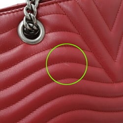 Louis Vuitton LOUIS VUITTON Bag New Wave Women's Tote Calf Leather Chain Ecarlate M51497 Red