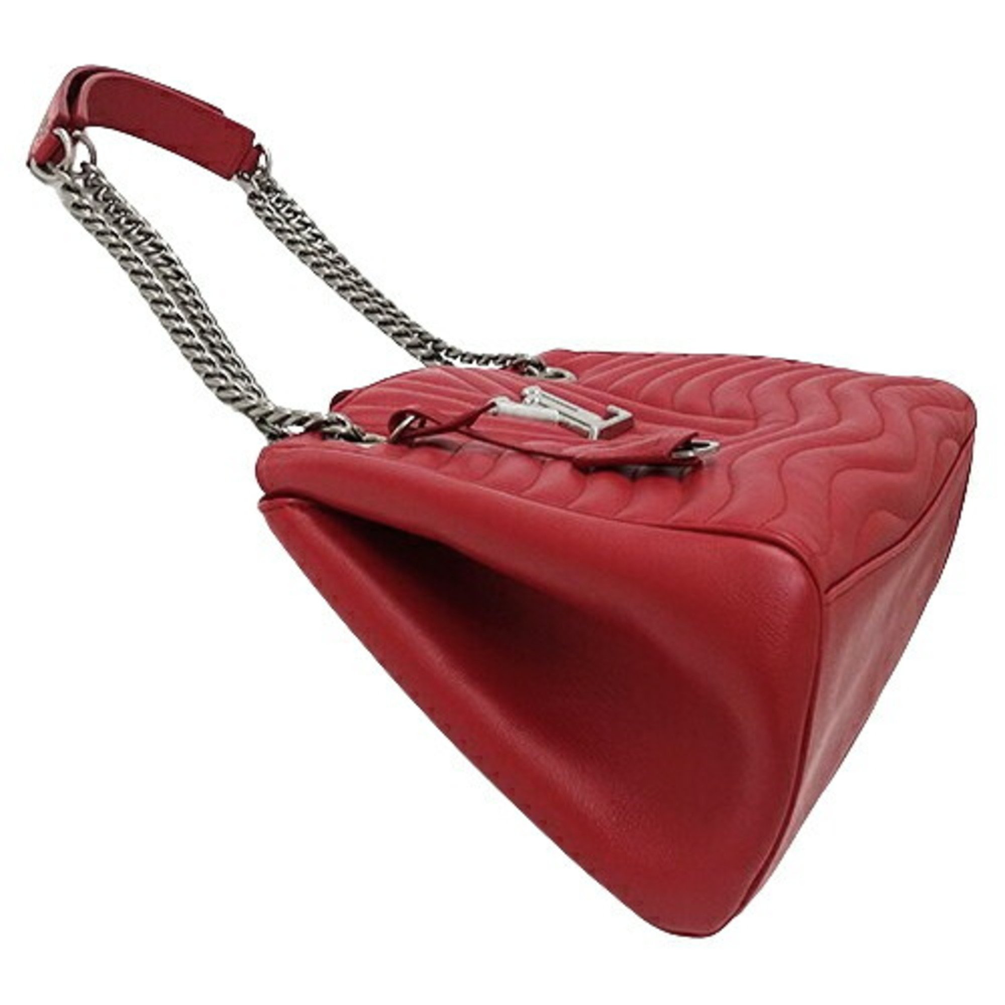 Louis Vuitton LOUIS VUITTON Bag New Wave Women's Tote Calf Leather Chain Ecarlate M51497 Red