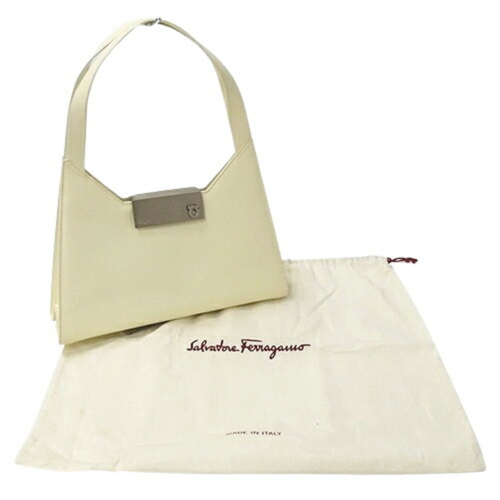 Salvatore Ferragamo Ferragamo Bag Women's Shoulder Gancini Leather Ivory White