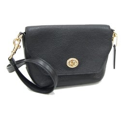 Coach Shoulder Bag Karly Crossbody C2815 Black Refined Pebble Leather Pochette Women's Turnlock COACH