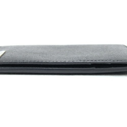 FENDI Card Case Black Leather Holder Pass Business Men's