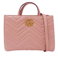 GUCCI Bag Women's Handbag Shoulder 2way Leather GG Marmont Pink 448054 Quilted