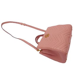 GUCCI Bag Women's Handbag Shoulder 2way Leather GG Marmont Pink 448054 Quilted