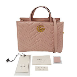 GUCCI Bag Women's Handbag Shoulder 2way Leather GG Marmont Pink 448054 Quilted