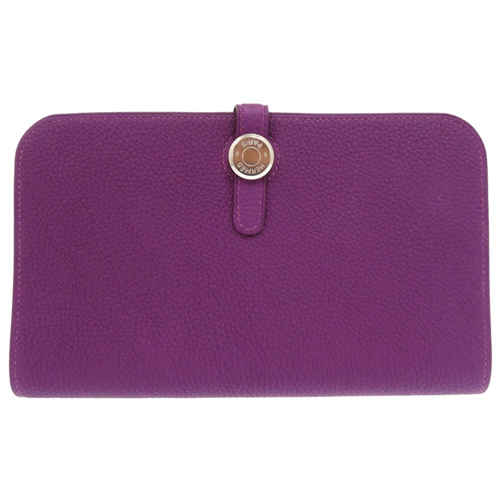 Hermes Dogon GM Togo Anemone R engraved long wallet purple 1673 HERMES