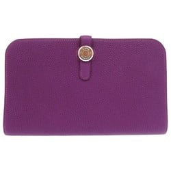 Hermes Dogon GM Togo Anemone R engraved long wallet purple 1673 HERMES