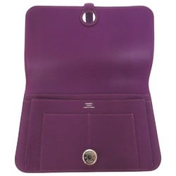 Hermes Dogon GM Togo Anemone R engraved long wallet purple 1673 HERMES