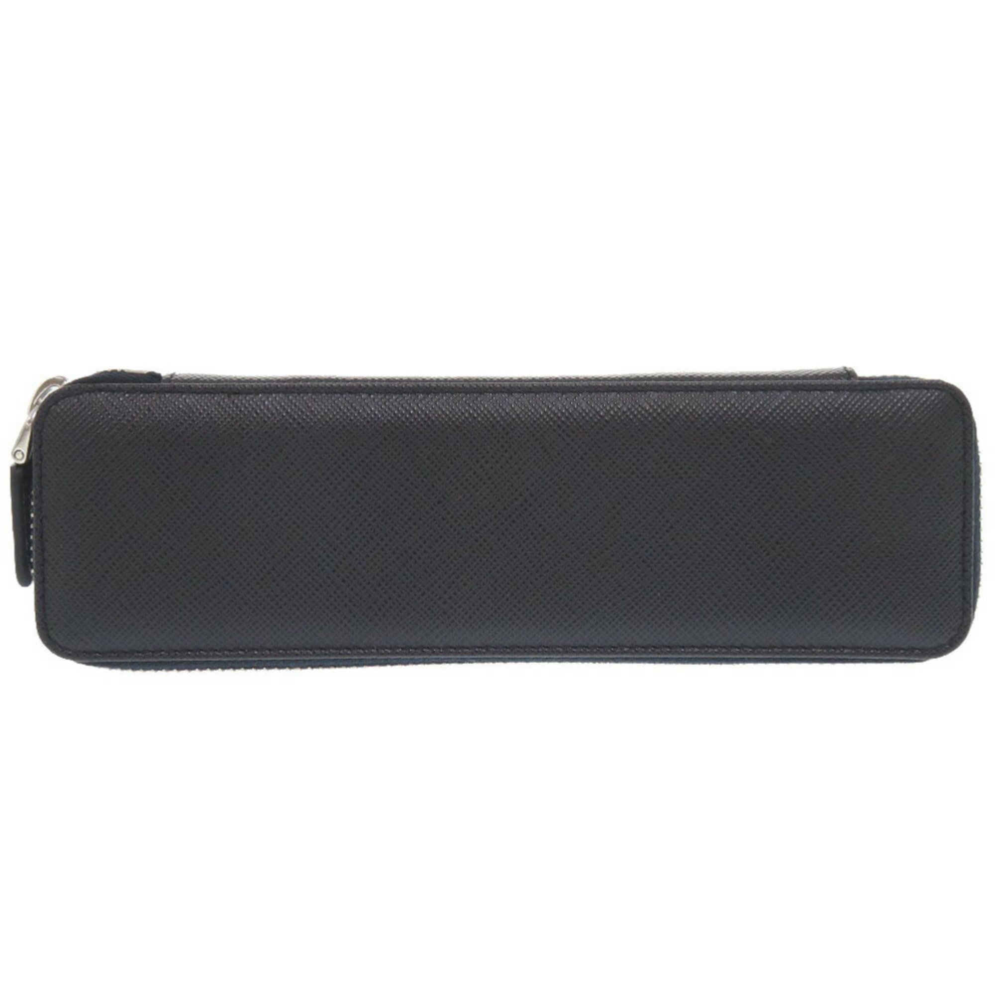 Prada Saffiano Leather Navy Pencil Case with Pen 1170 PRADA