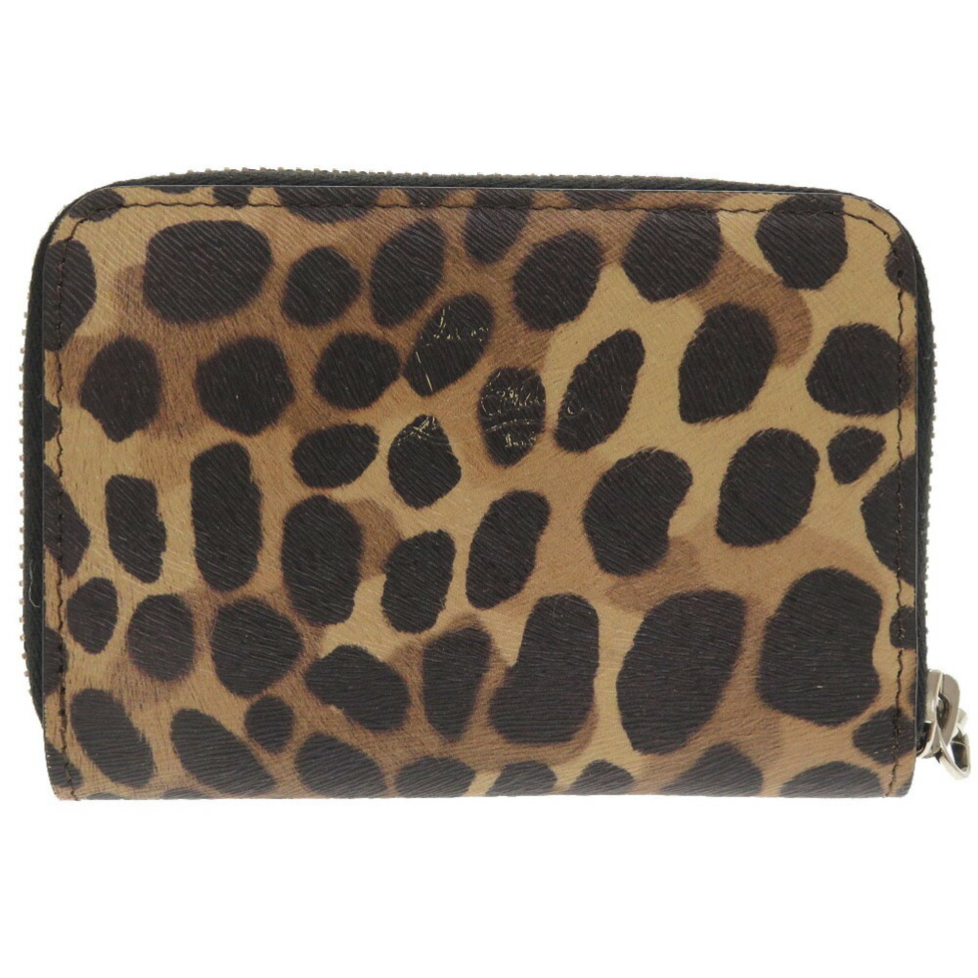 Christian Louboutin Studded Leather Leopard Coin Case Wallet 0876