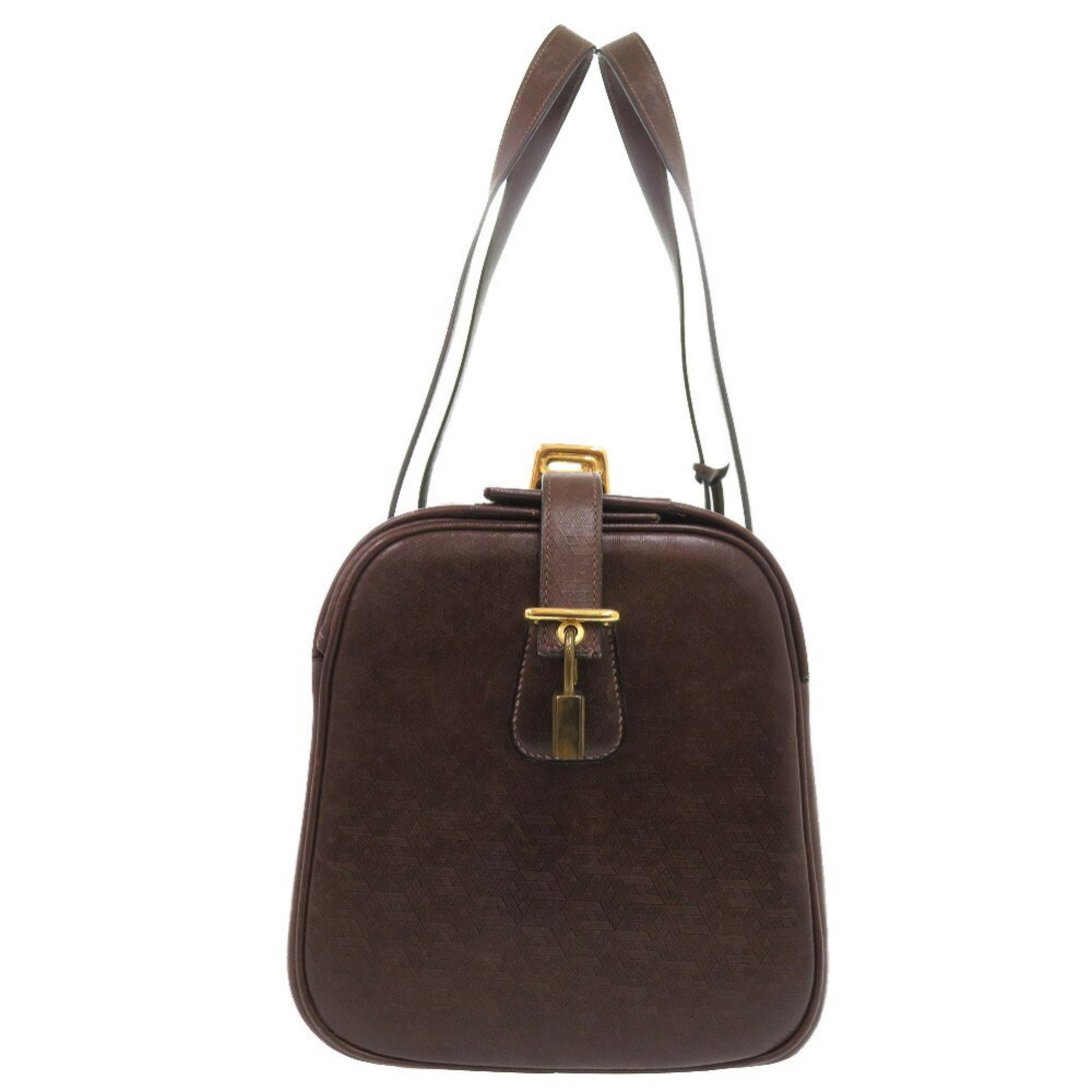 Hermes Leather Brown 〇H Stamp Boston Bag 0713 HERMES Men's