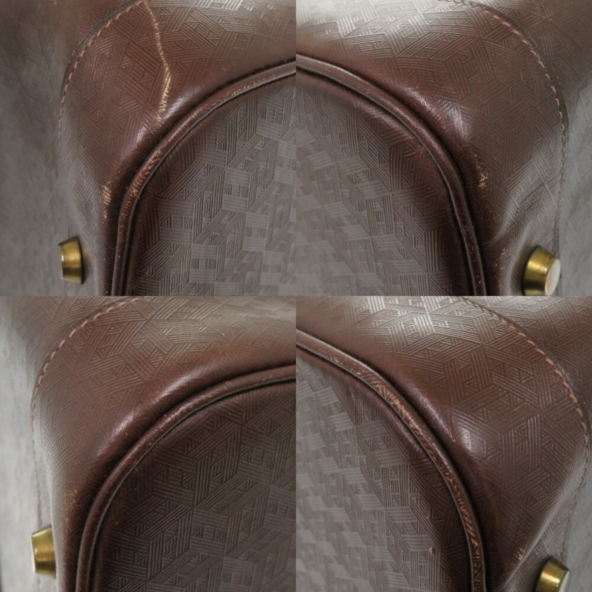 Hermes Leather Brown 〇H Stamp Boston Bag 0713 HERMES Men's