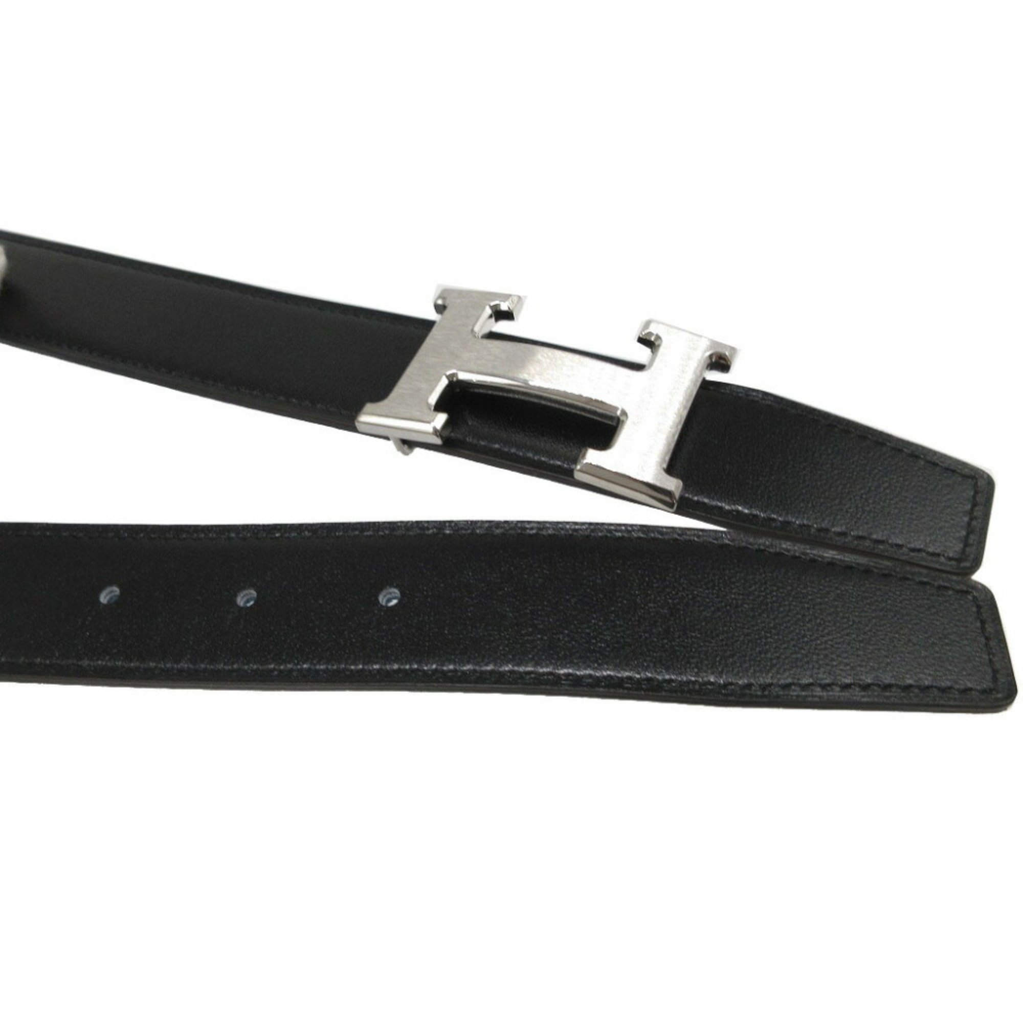 Hermes Constance H Buckle U Stamp 90 Taurillon Clemence Box Calf Black Navy Belt 1589HERMES