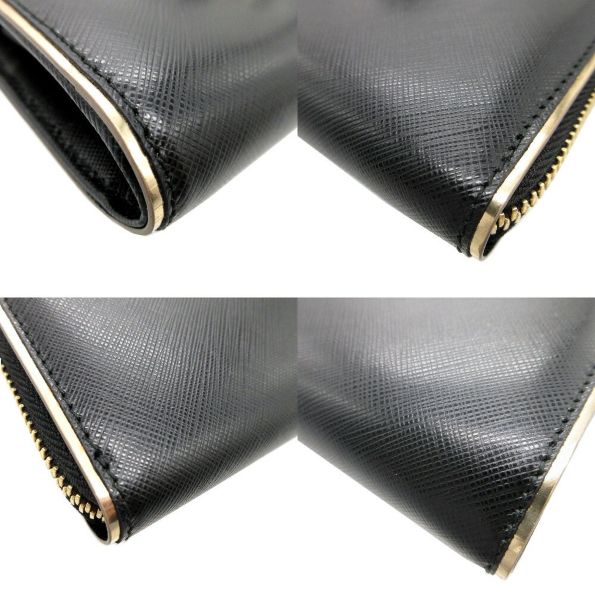 Salvatore Ferragamo Vara Ribbon JL 22C248 Leather Black L-shaped Long Wallet 1321Salvatore