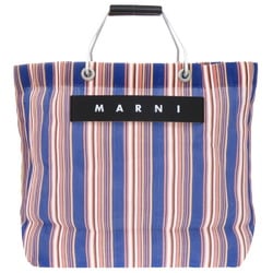 MARNI Flower Cafe Stripe Market Bag Blue Orange Nylon Tote 1913