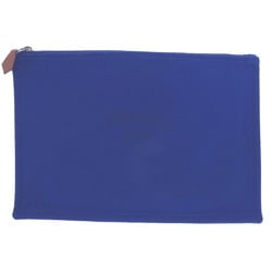 Hermes Flat Pouch MM Canvas Blue 0275HERMES