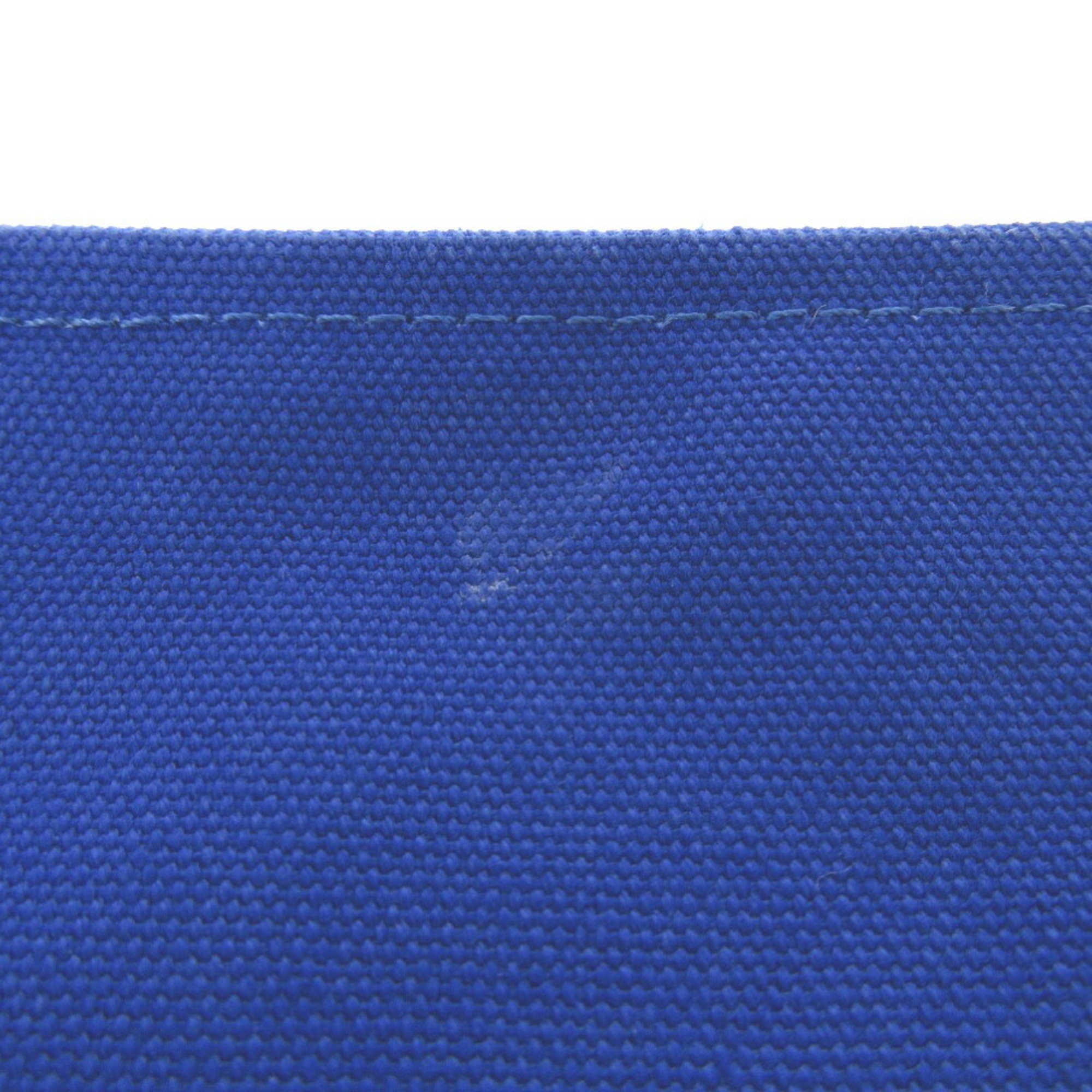 Hermes Flat Pouch MM Canvas Blue 0275HERMES