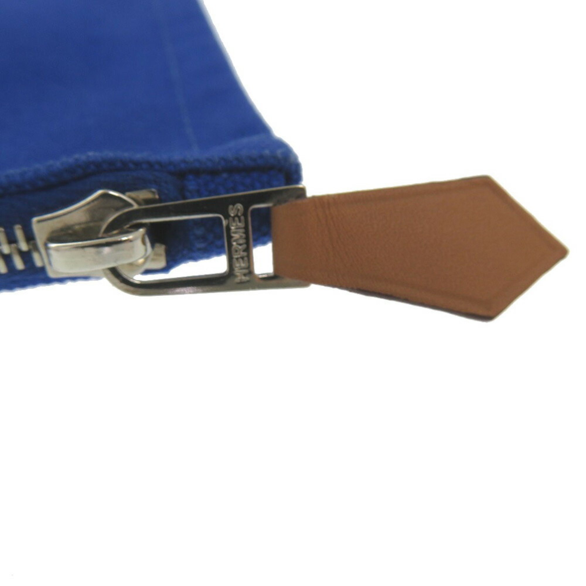 Hermes Flat Pouch MM Canvas Blue 0275HERMES