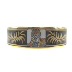 Hermes enamel cloisonné royal tiger metal black gold bangle 1170HERMES