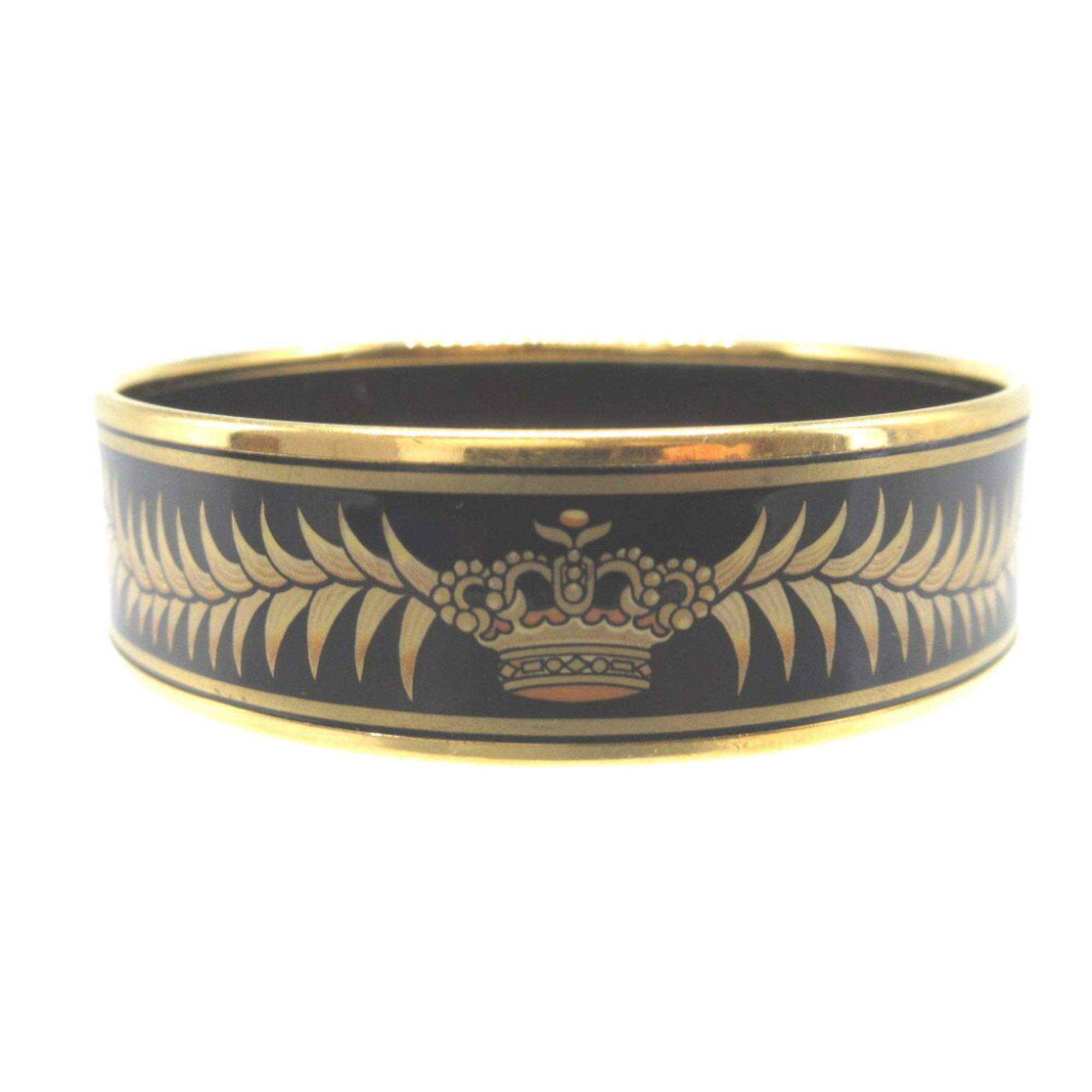 Hermes enamel cloisonné royal tiger metal black gold bangle 1170HERMES