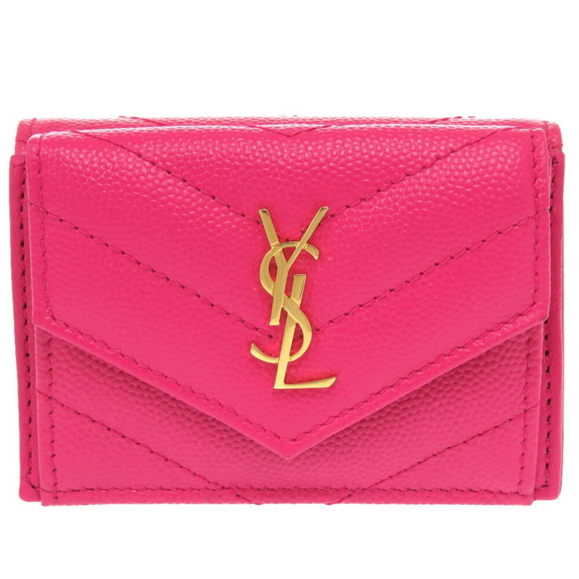 Yves Saint Laurent Saint Laurent Paris Tiny Wallet Leather Pink 505118 Tri-fold 0203 SAINT LAURENT PARIS