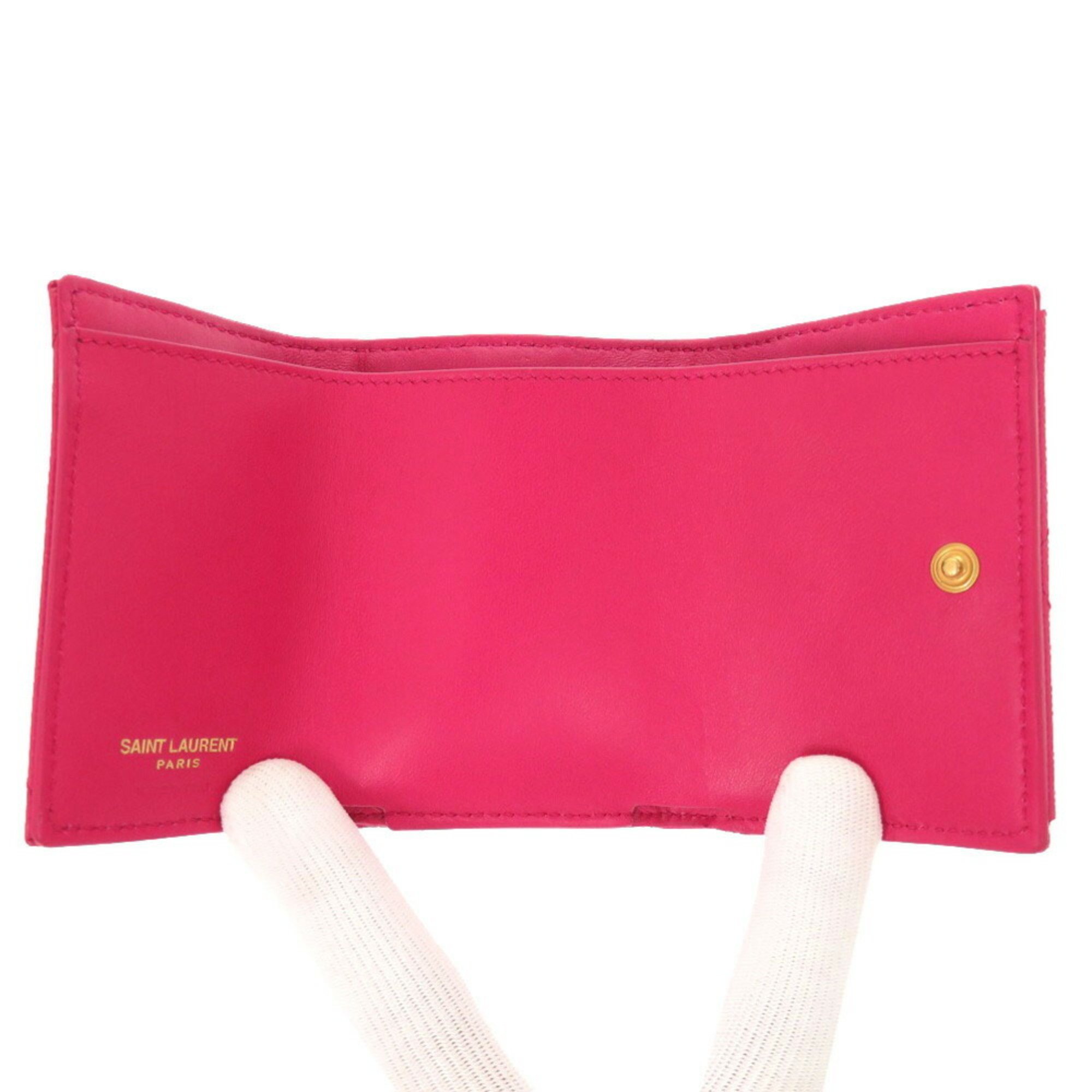 Yves Saint Laurent Saint Laurent Paris Tiny Wallet Leather Pink 505118 Tri-fold 0203 SAINT LAURENT PARIS