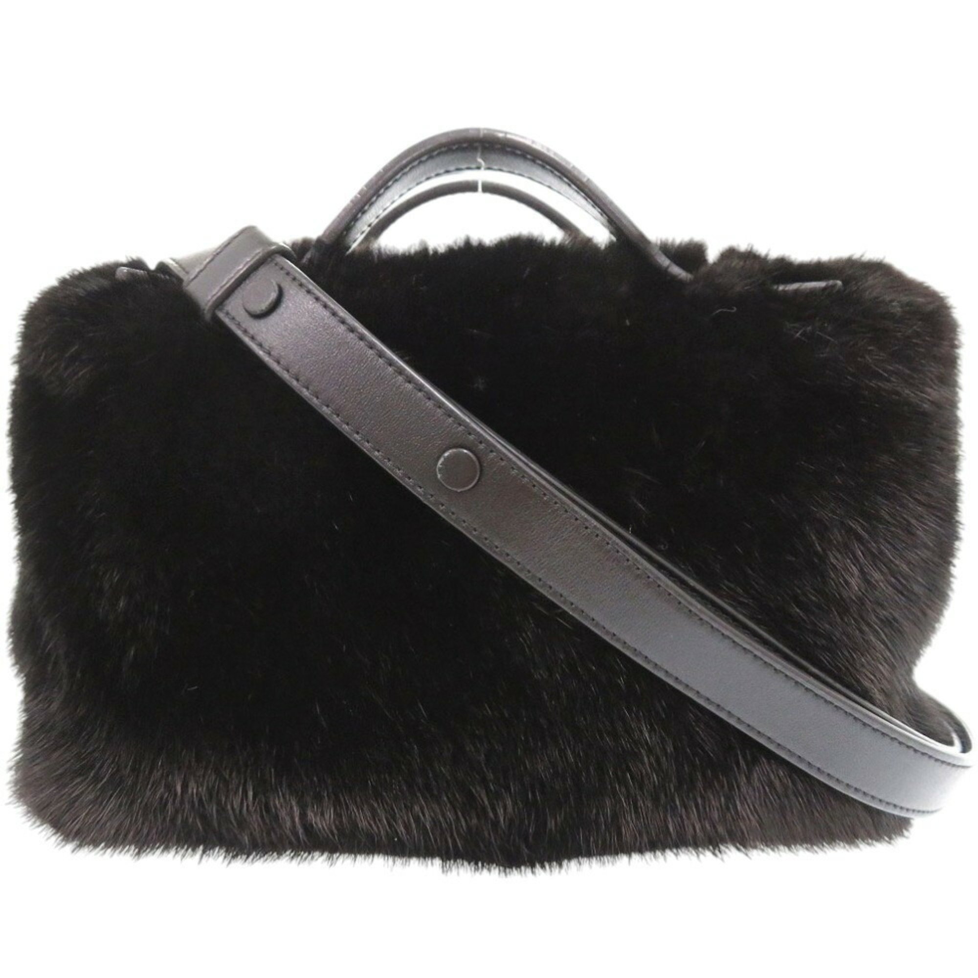 Tod's Handbag Black Fur Shoulder Bag Mink 0520TOD'S