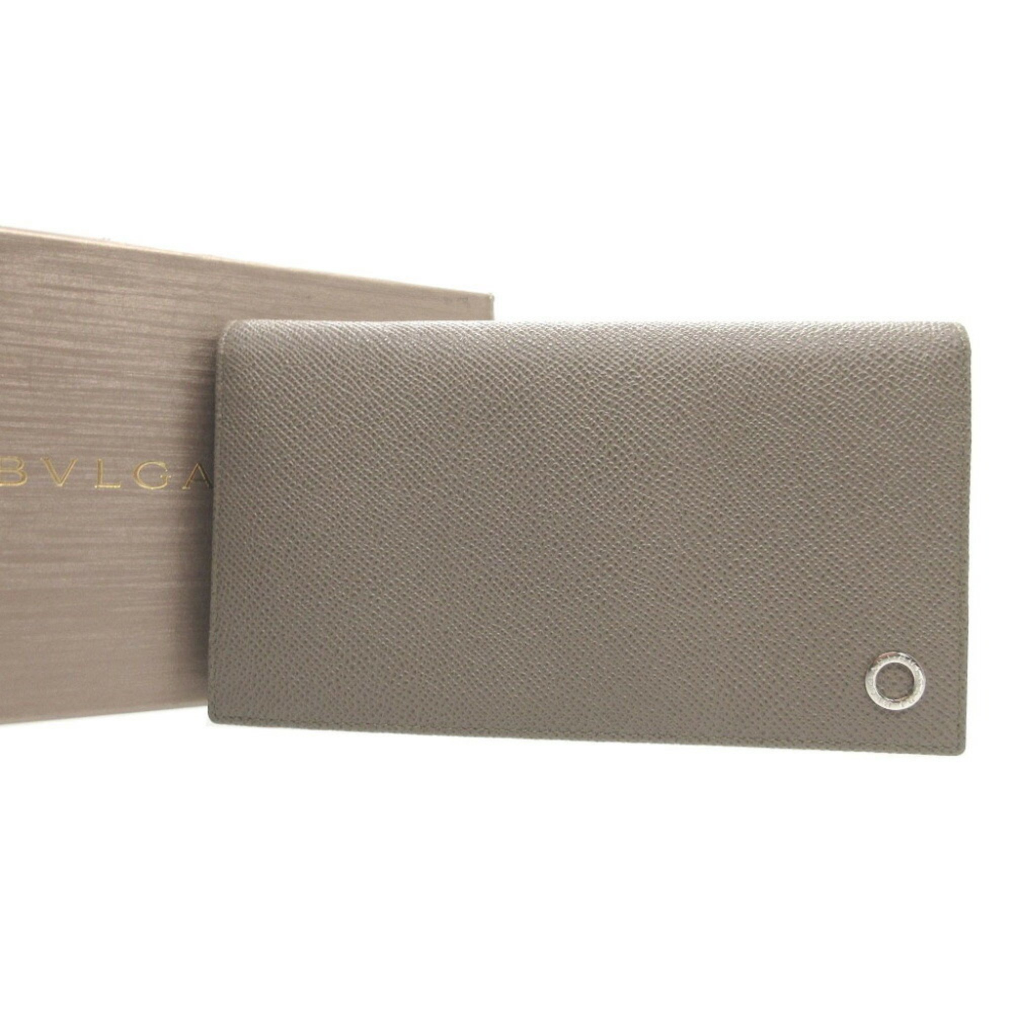 BVLGARI 30399 Leather Grey Bi-fold Long Wallet for Men 0096BVLGARI