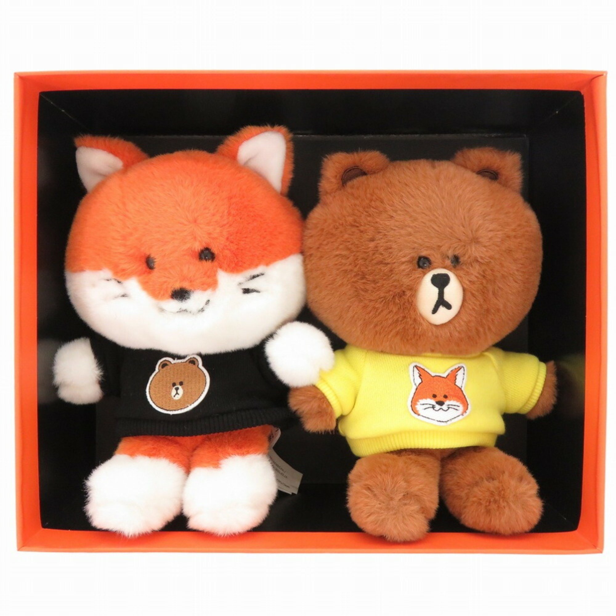 Maison Kitsuné LINE Collaboration Kitsun? X FRIENDS Collection Polyester Brown/Orange Plush Toy 1780MAISON KITSUNE