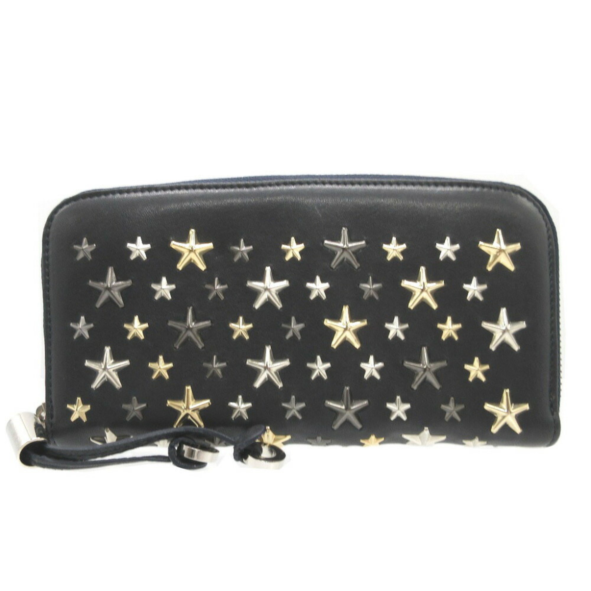 Jimmy Choo Star Studs Leather Navy Round Long Wallet 1280JIMMY CHOO