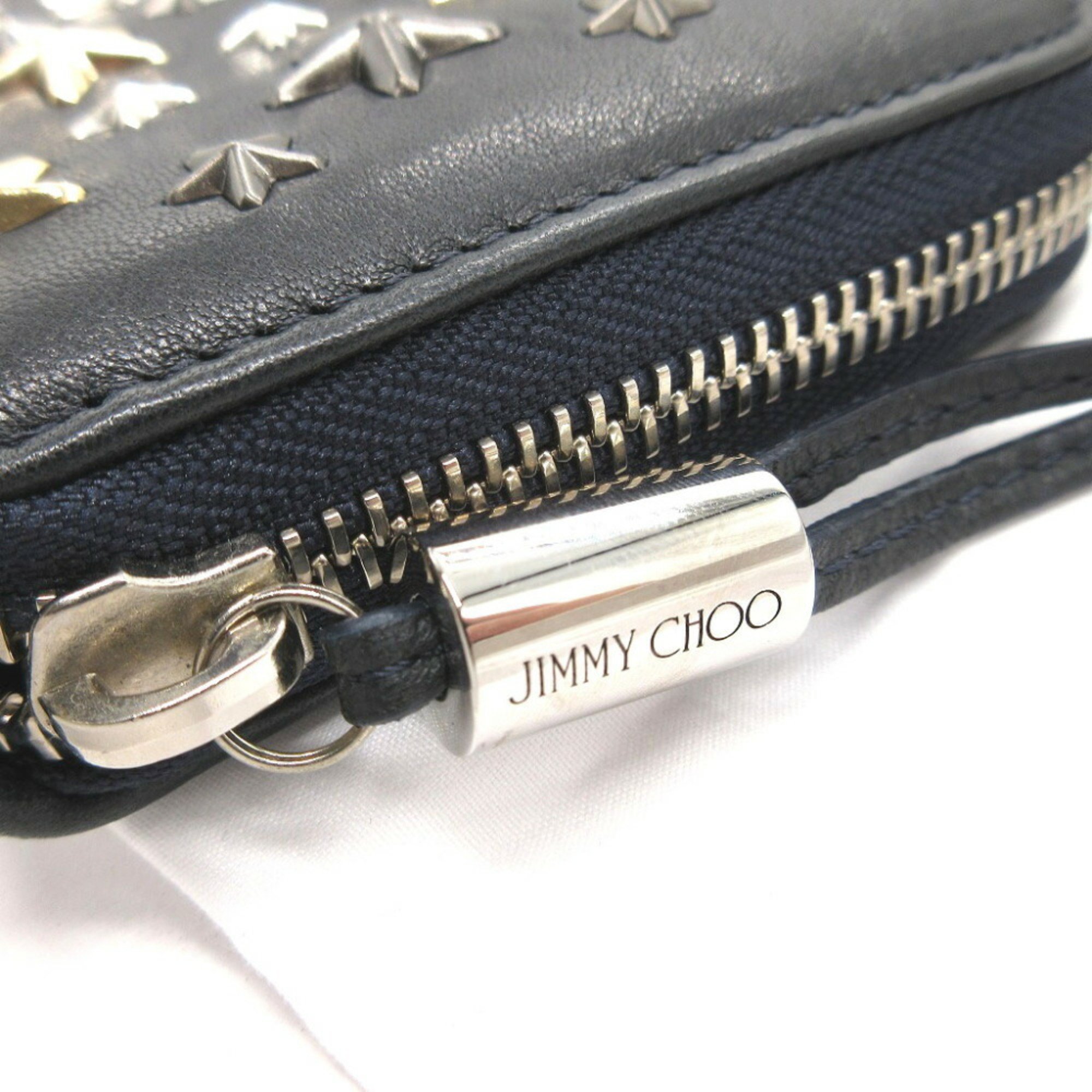 Jimmy Choo Star Studs Leather Navy Round Long Wallet 1280JIMMY CHOO