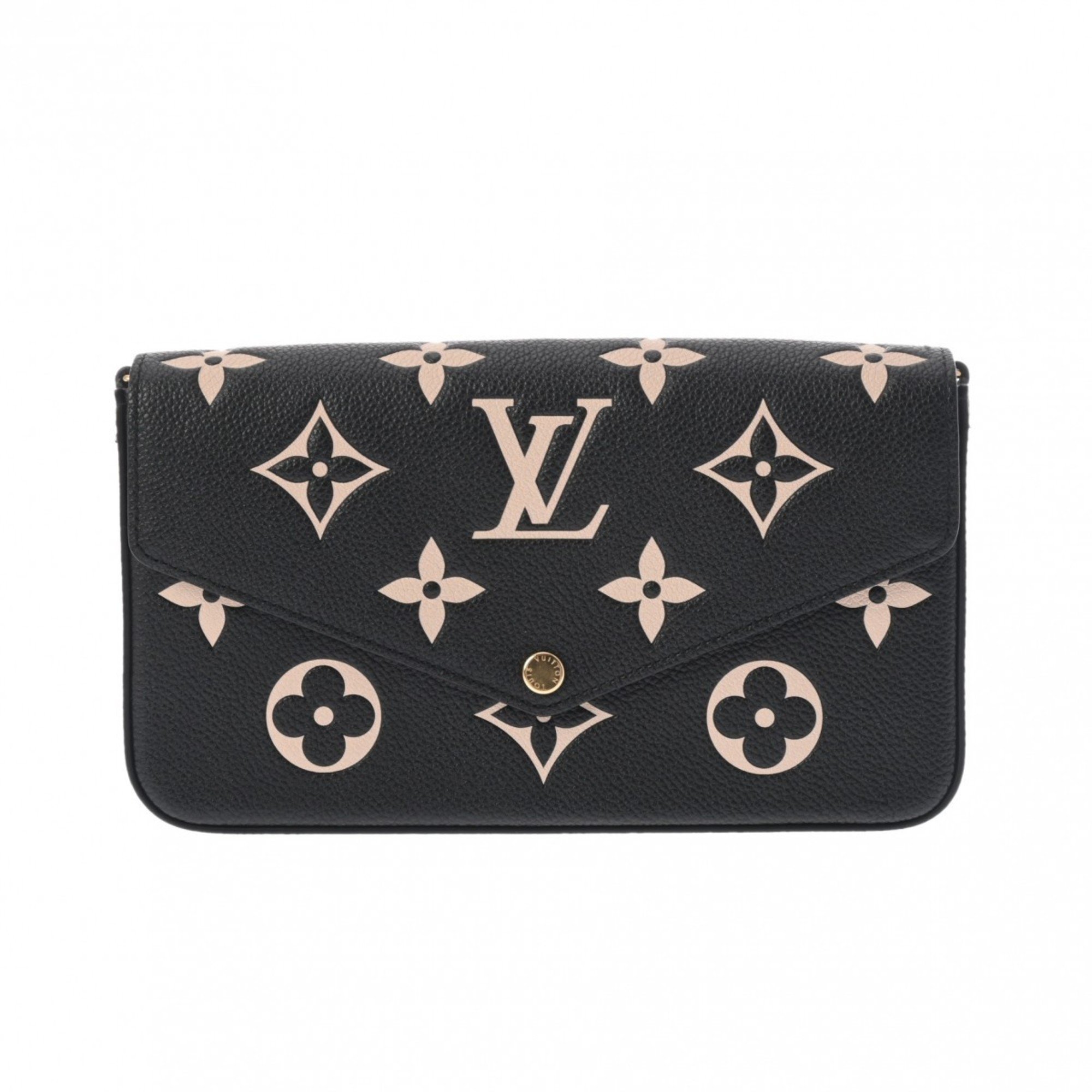 LOUIS VUITTON Monogram Empreinte Pochette Felicie Black/Beige M82479 Women's Leather Shoulder Bag