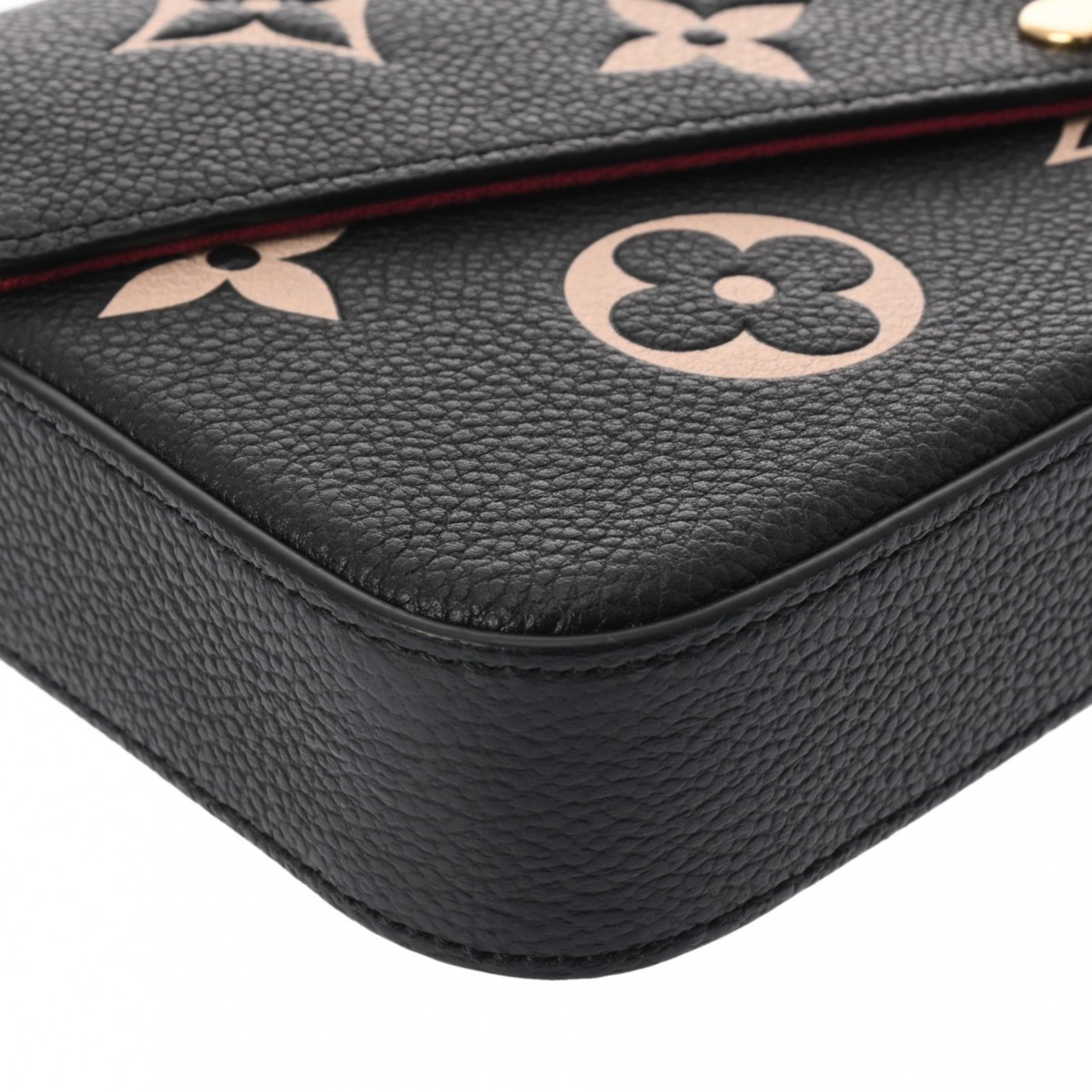 LOUIS VUITTON Monogram Empreinte Pochette Felicie Black/Beige M82479 Women's Leather Shoulder Bag