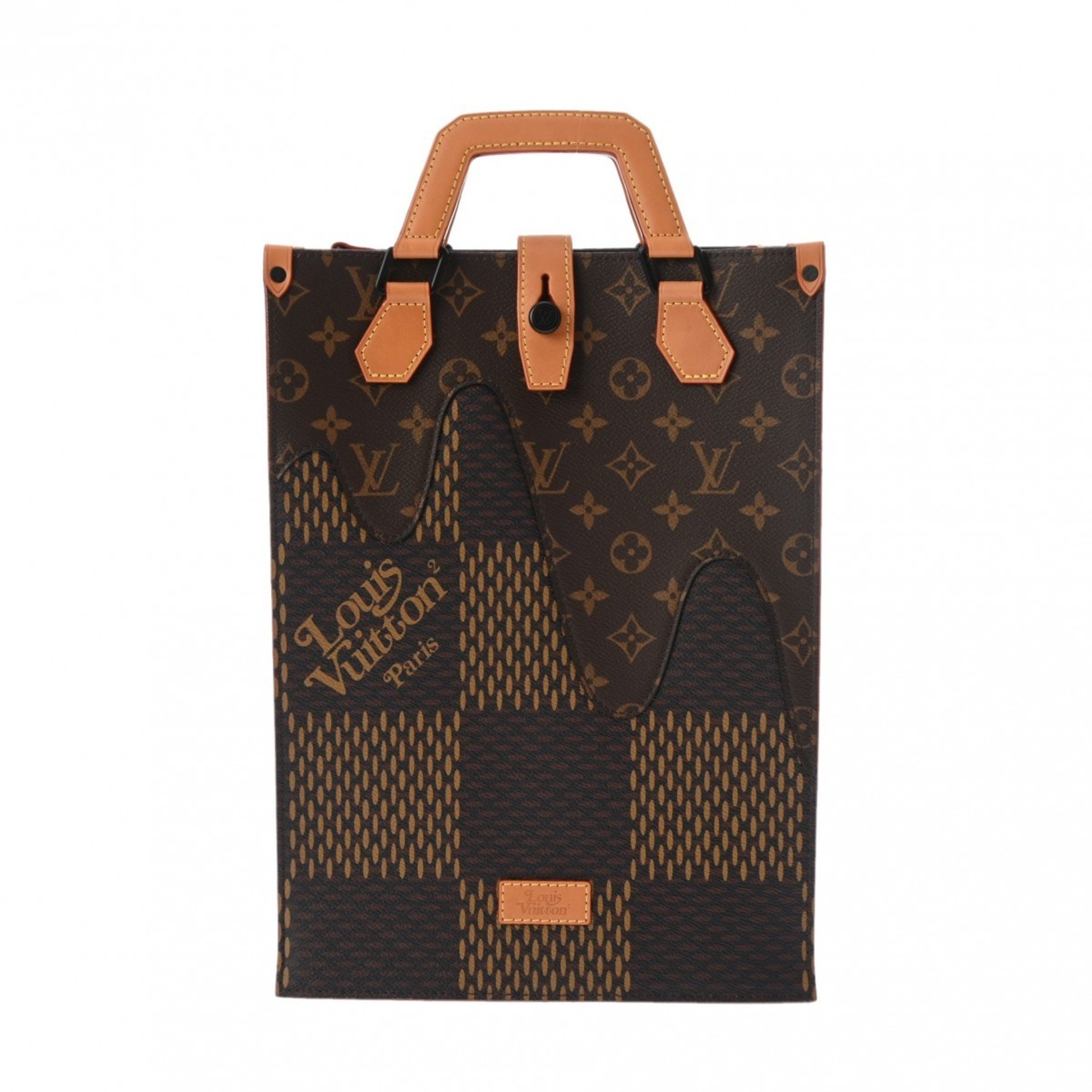 LOUIS VUITTON Damier Giant Tote NIGO Collaboration Brown N40355 Unisex Canvas Handbag