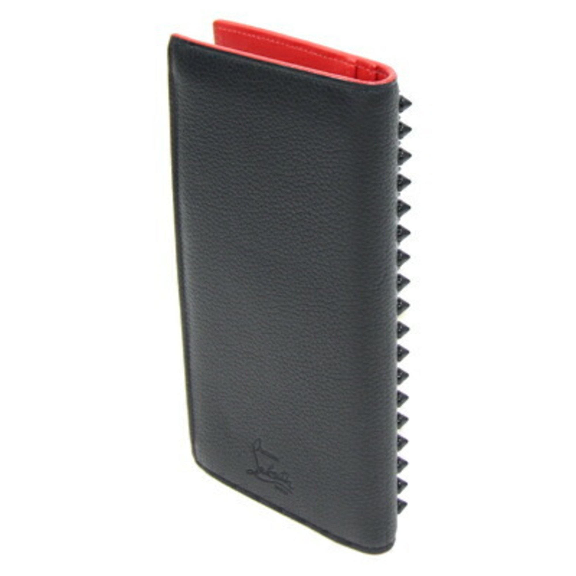 Christian Louboutin Louboutin Bi-fold Long Wallet Naxos 3165049 Black Red Leather Spike Studs Women Men Christian